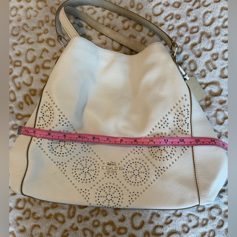 Coach Cream Shoulder Bag Leather 2015 Limited Edition Gold Stud - Picture 4 of 14